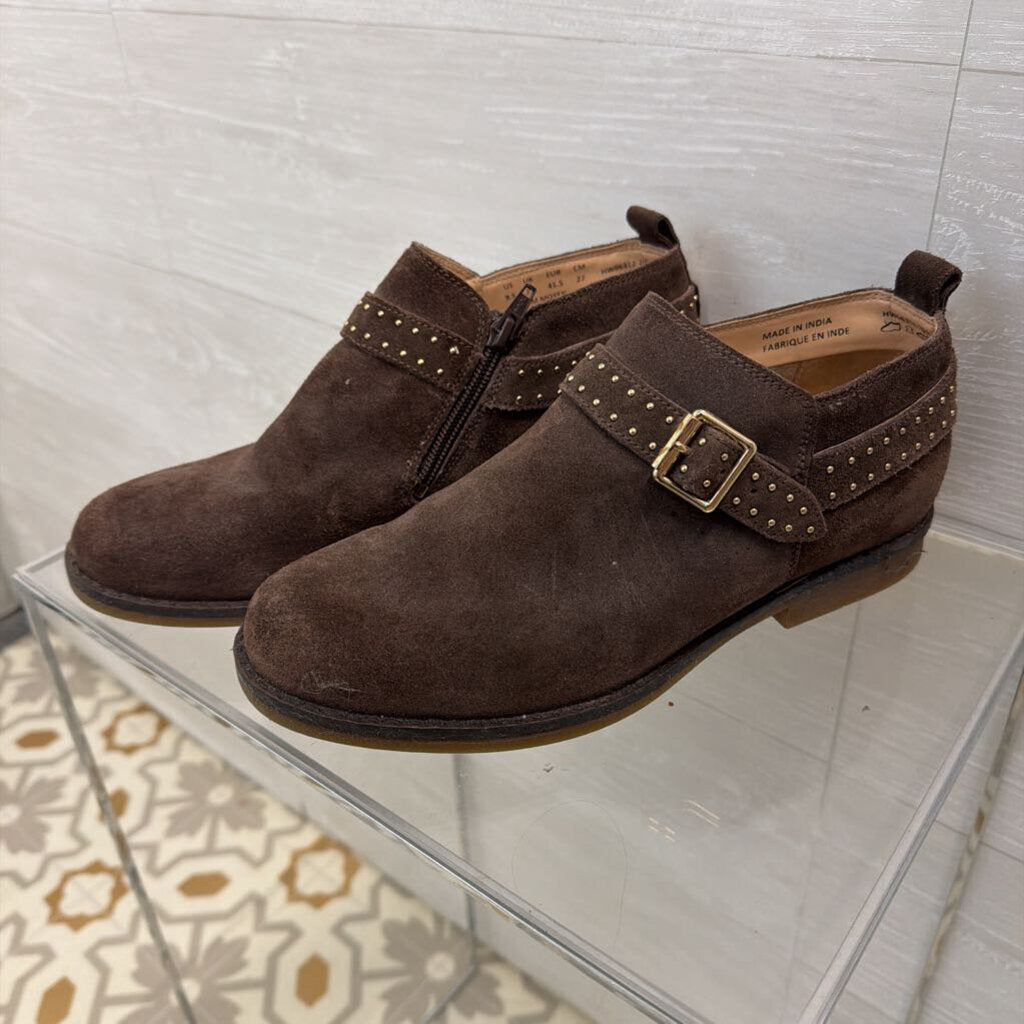 Hush Puppies Brown Suede Mazin Cayto Studded Belt Booties 9.5