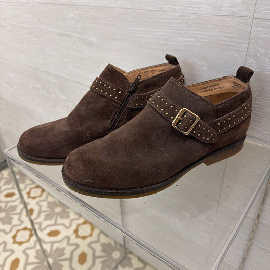 Hush Puppies Brown Suede Mazin Cayto Studded Belt Booties 9.5