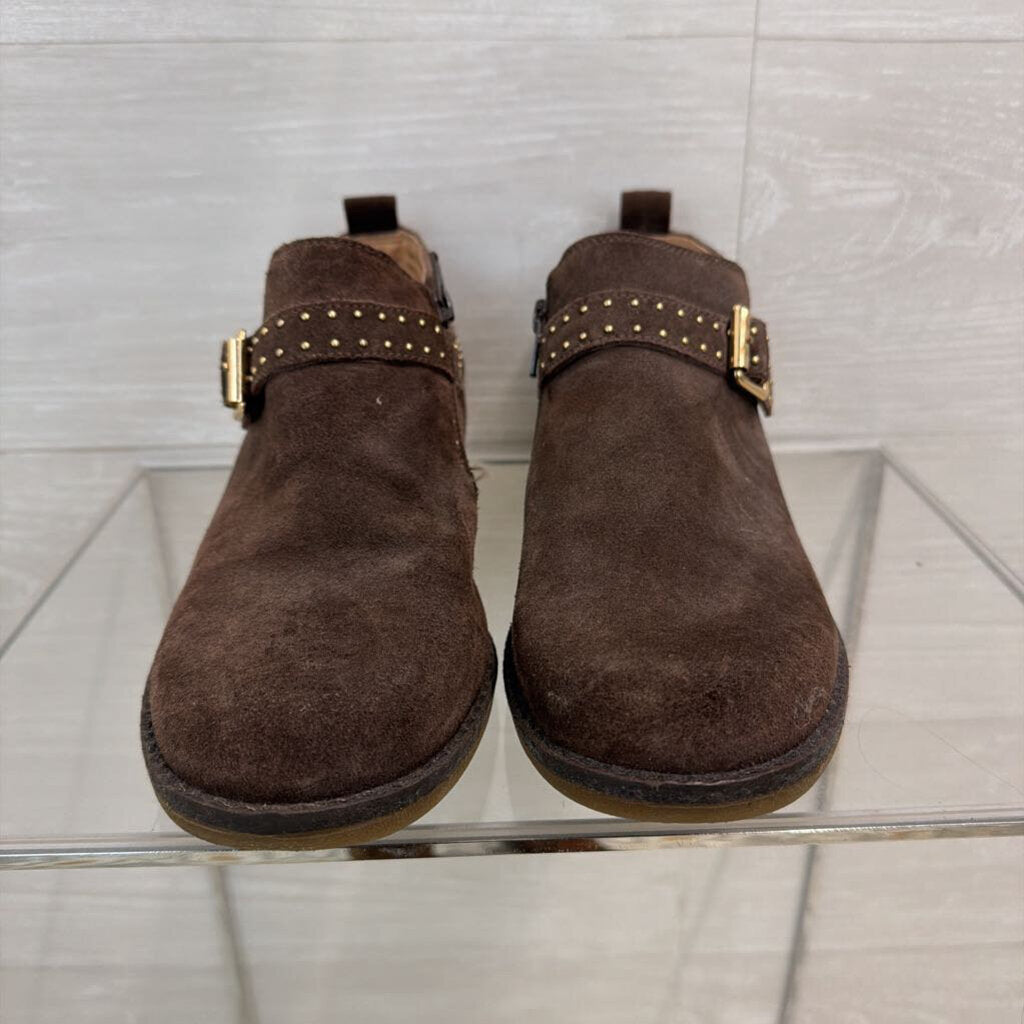 Hush Puppies Brown Suede Mazin Cayto Studded Belt Booties 9.5