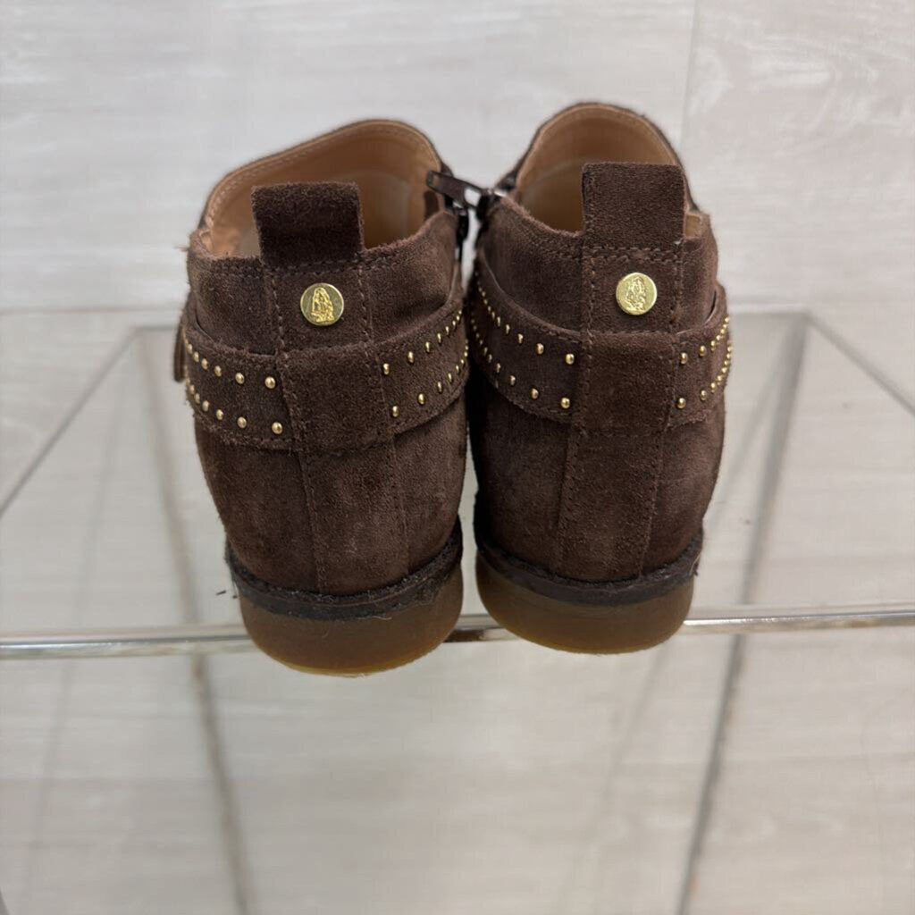 Hush Puppies Brown Suede Mazin Cayto Studded Belt Booties 9.5