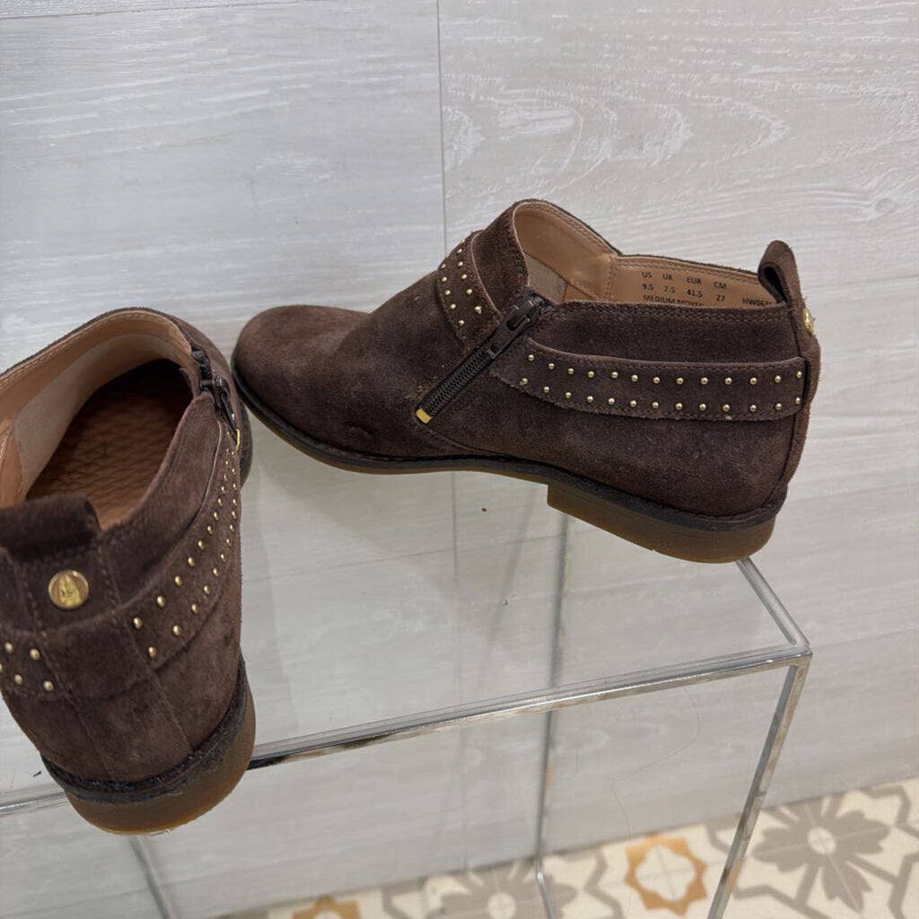 Hush Puppies Brown Suede Mazin Cayto Studded Belt Booties 9.5