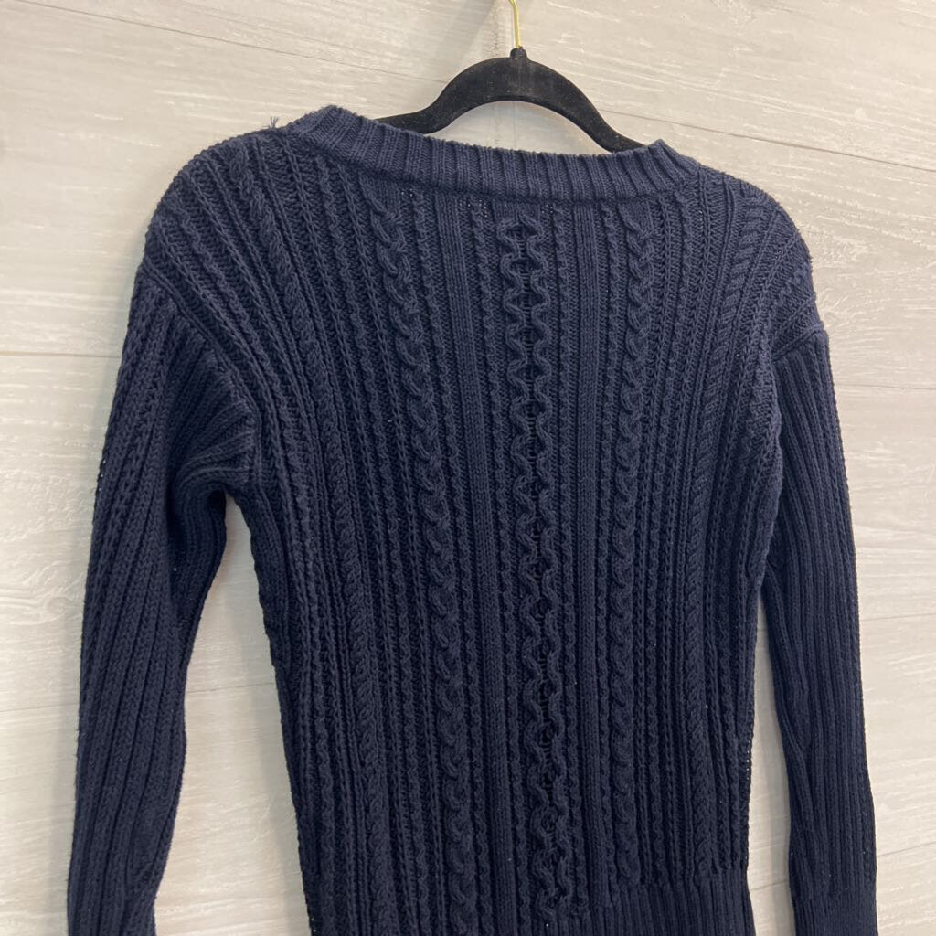 J Crew Navy Cable Knit Zipper Shoulder Detail Sweater Extra Small