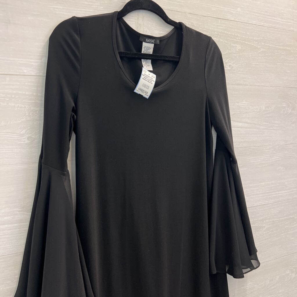 MSK Black Long Bell Sleeve Dress Medium