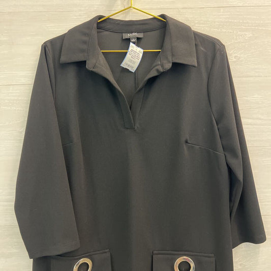 MSK Black Front Pocket Long Sleeve Shift Dress Large