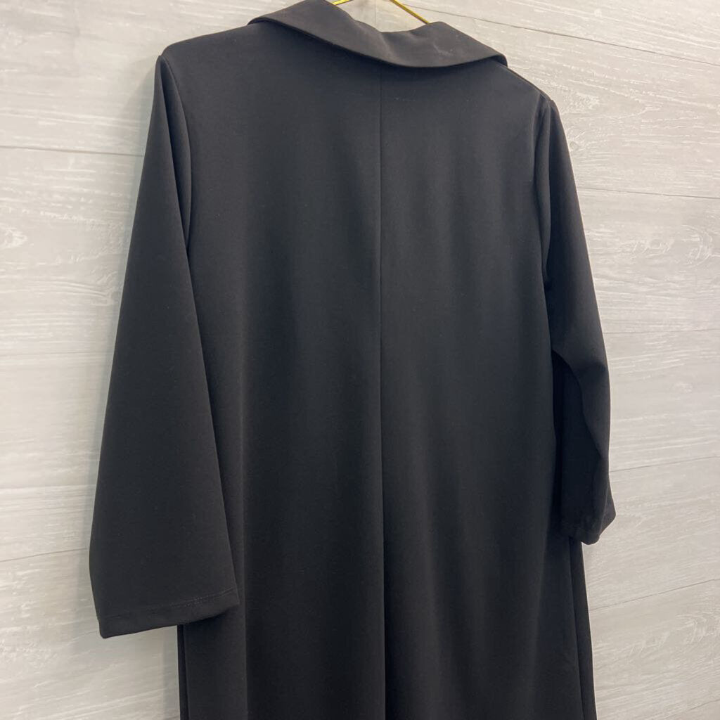 MSK Black Front Pocket Long Sleeve Shift Dress Large