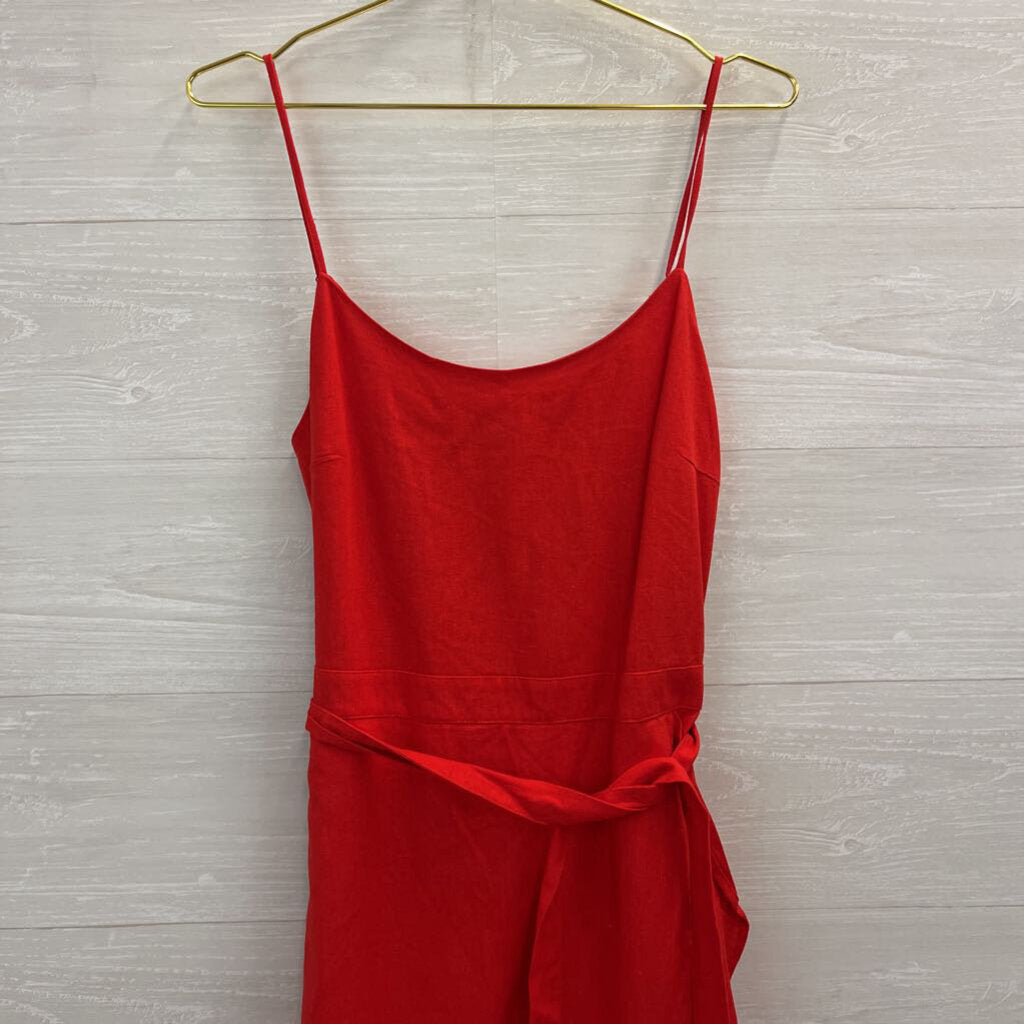 The Limited Red Ruffle Hem Tie Waist Dress Medium