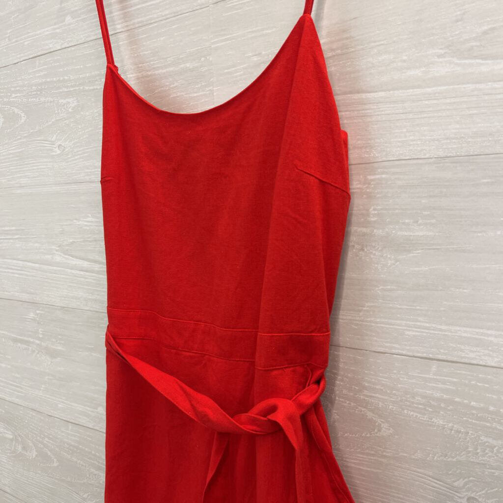The Limited Red Ruffle Hem Tie Waist Dress Medium