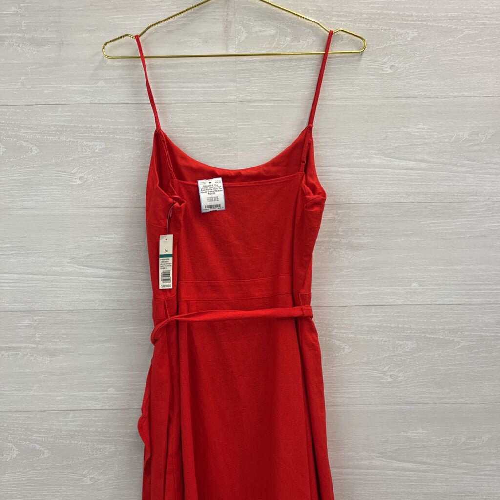 The Limited Red Ruffle Hem Tie Waist Dress Medium
