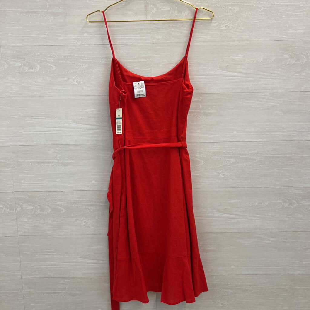 The Limited Red Ruffle Hem Tie Waist Dress Medium