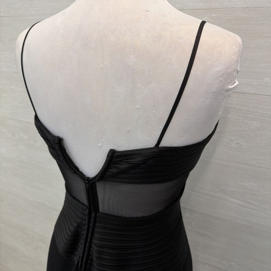 JS Collections Black Woven Bodice Sheer Detail Long Formal Dress 4