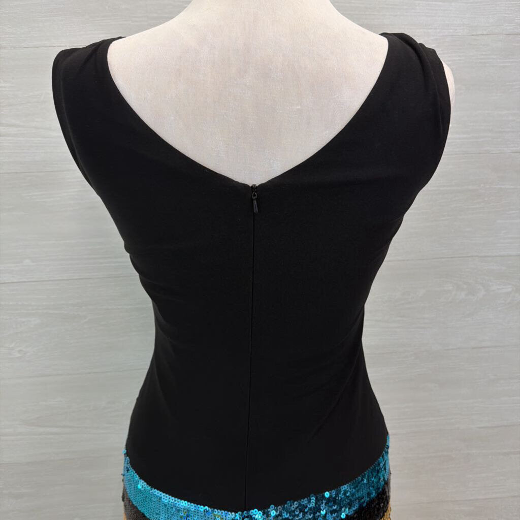 Cassandra Stone Black Top/ Sequin Striped Skirt Short Formal Dress 6