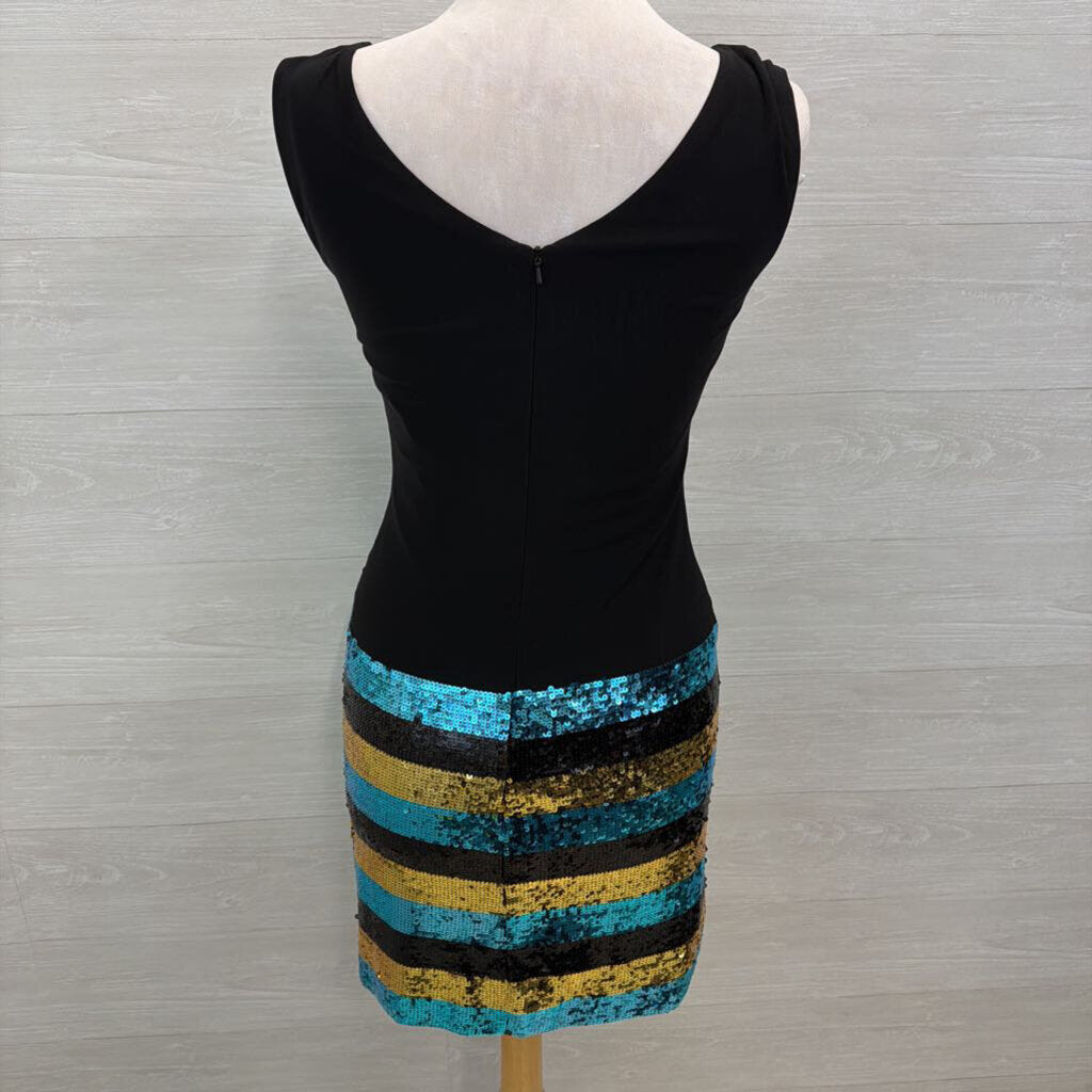 Cassandra Stone Black Top/ Sequin Striped Skirt Short Formal Dress 6