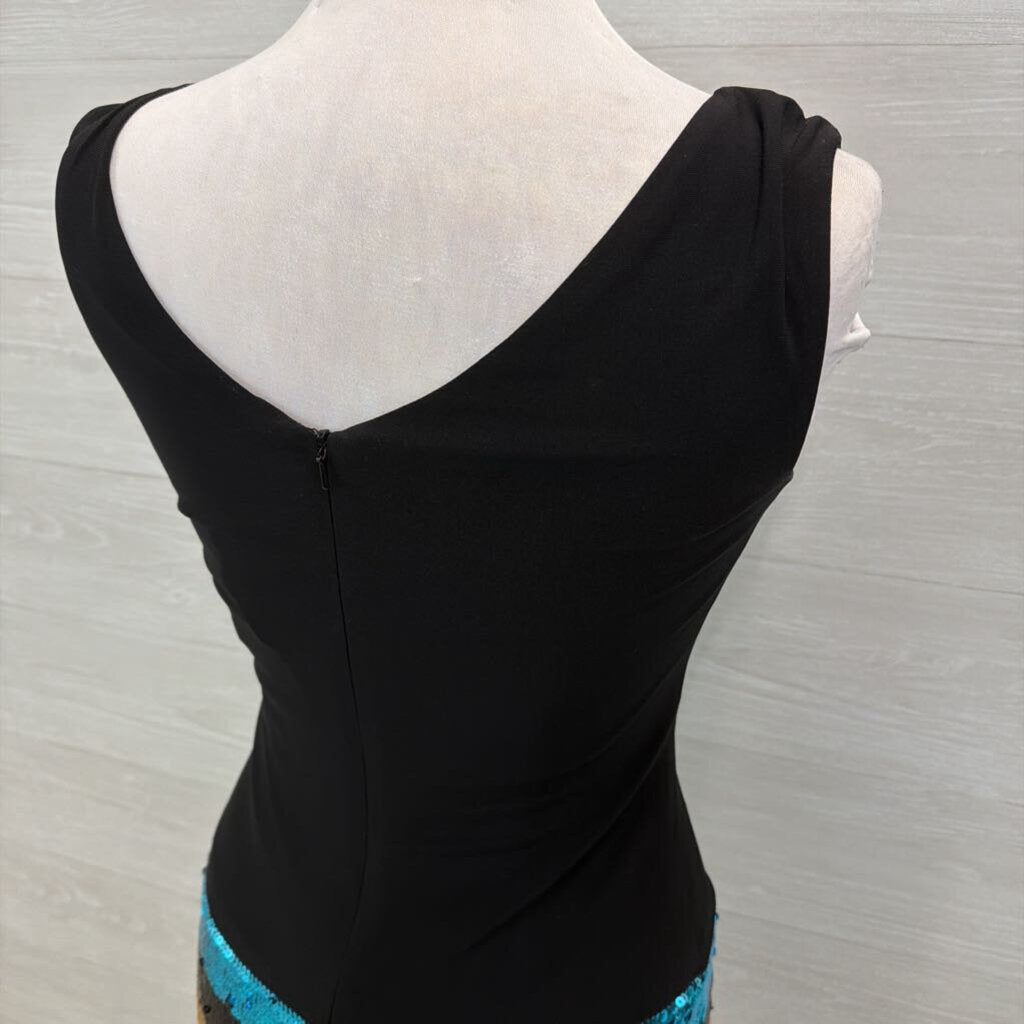 Cassandra Stone Black Top/ Sequin Striped Skirt Short Formal Dress 6