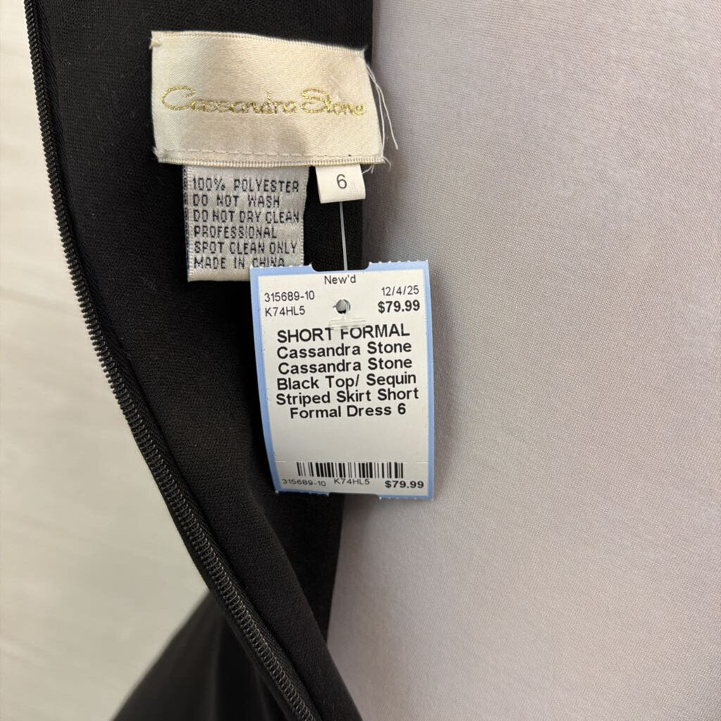 Cassandra Stone Black Top/ Sequin Striped Skirt Short Formal Dress 6