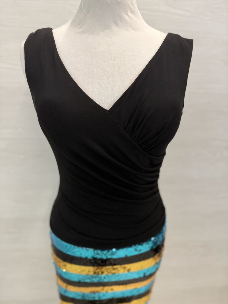 Cassandra Stone Black Top/ Sequin Striped Skirt Short Formal Dress 6