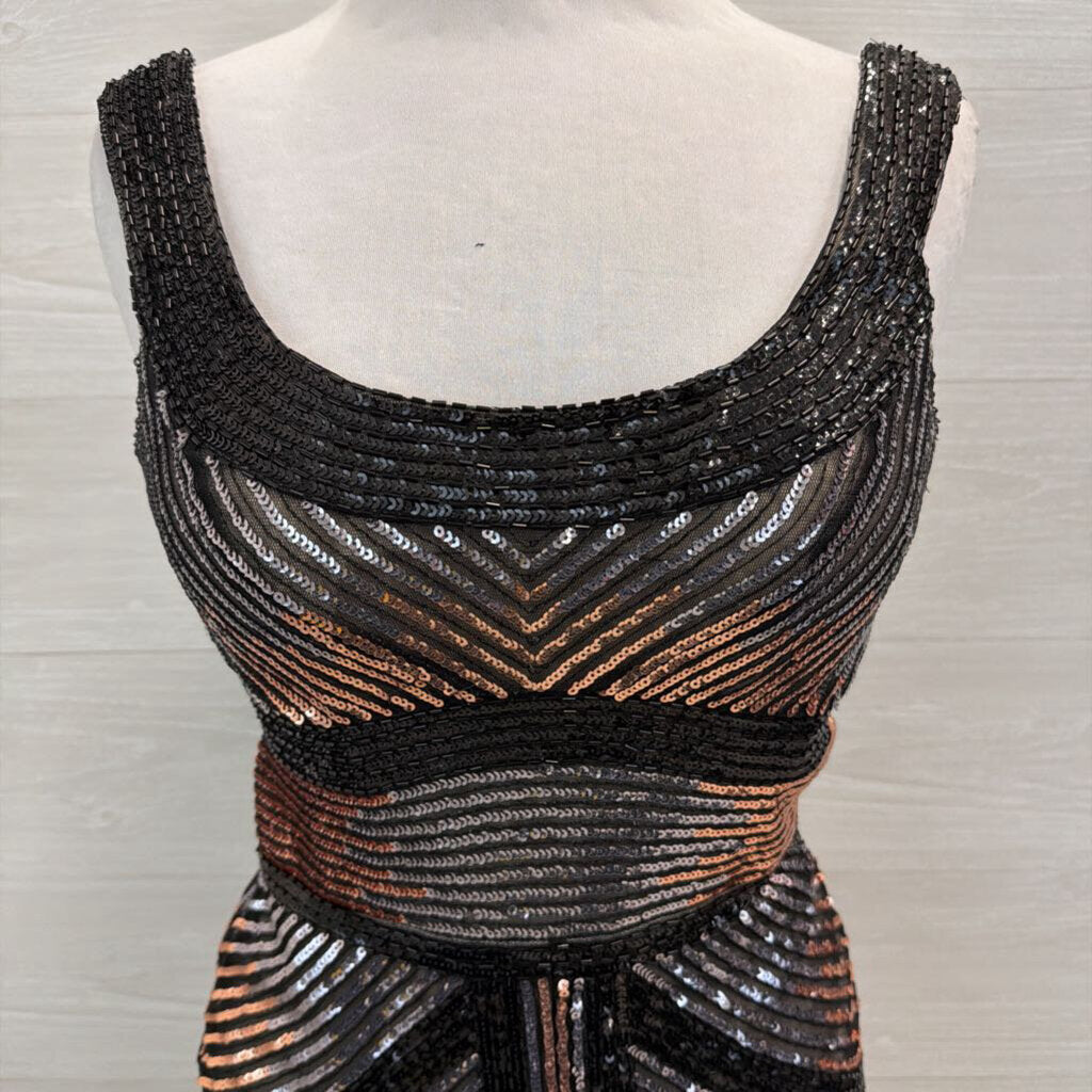 Shorts Mon Cheri Black/ Grey/ Copper Sequin Short Formal Dress 4