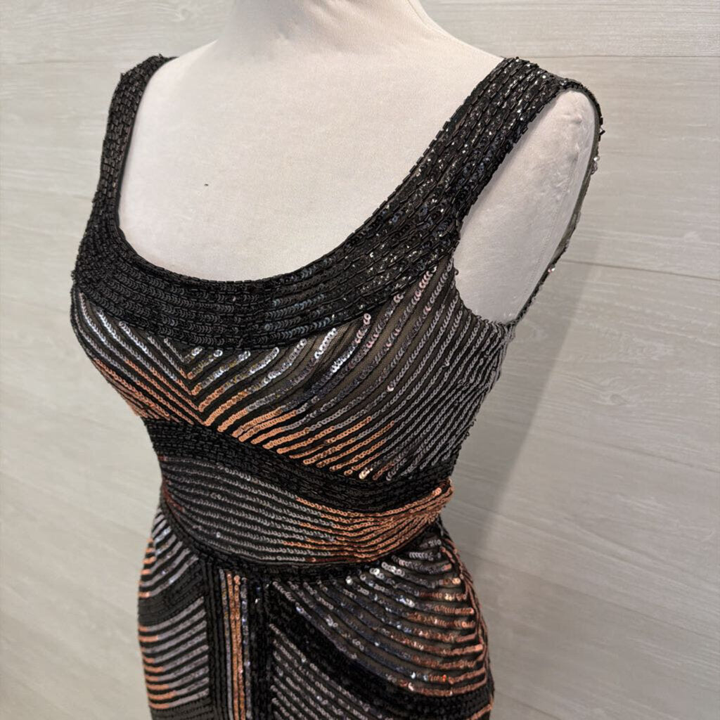 Shorts Mon Cheri Black/ Grey/ Copper Sequin Short Formal Dress 4