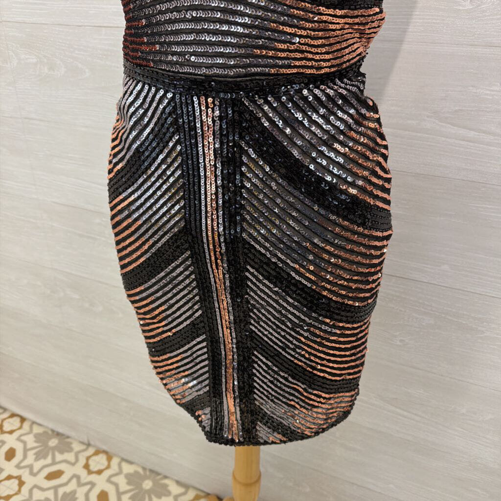 Shorts Mon Cheri Black/ Grey/ Copper Sequin Short Formal Dress 4