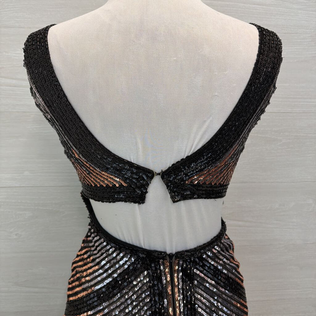 Shorts Mon Cheri Black/ Grey/ Copper Sequin Short Formal Dress 4