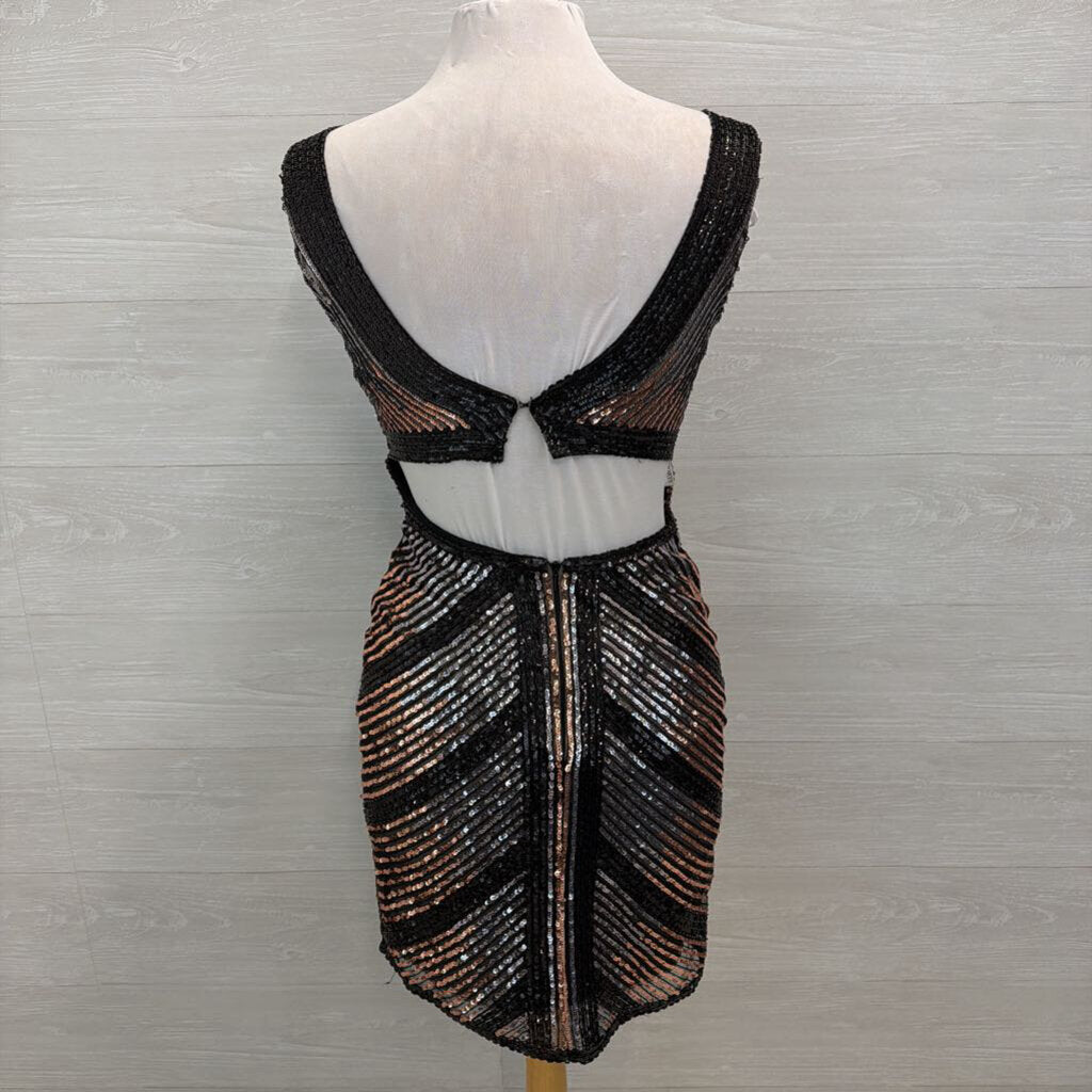 Shorts Mon Cheri Black/ Grey/ Copper Sequin Short Formal Dress 4