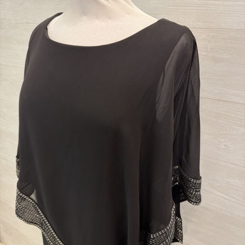 SLNY Black/ Silver Cape Top Short Formal Dress 12