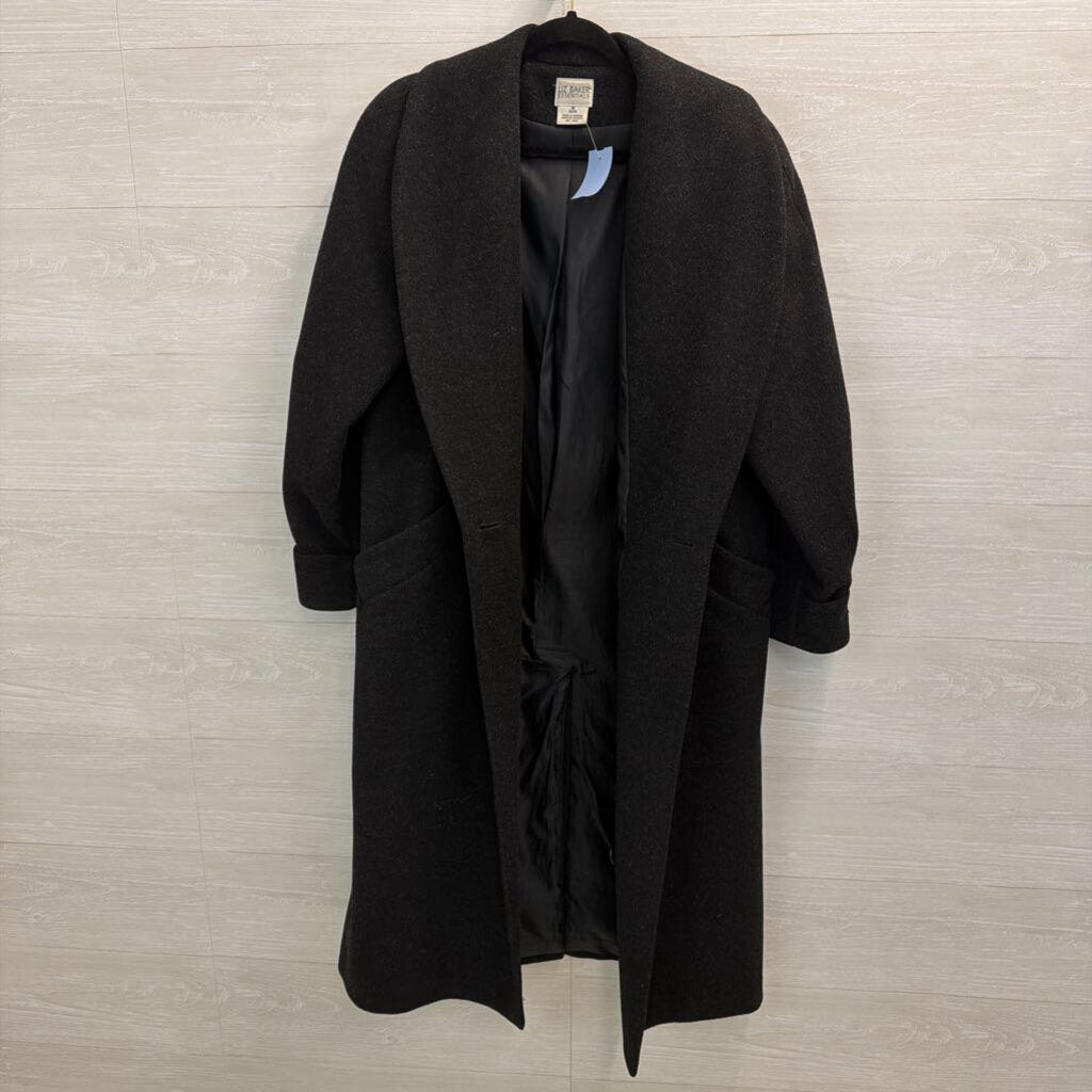 Liz Baker Grey 100% Wool Long Jacket 8 Petite