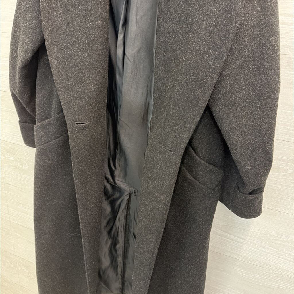 Liz Baker Grey 100% Wool Long Jacket 8 Petite