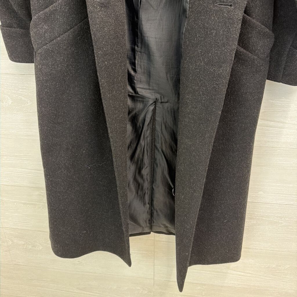 Liz Baker Grey 100% Wool Long Jacket 8 Petite