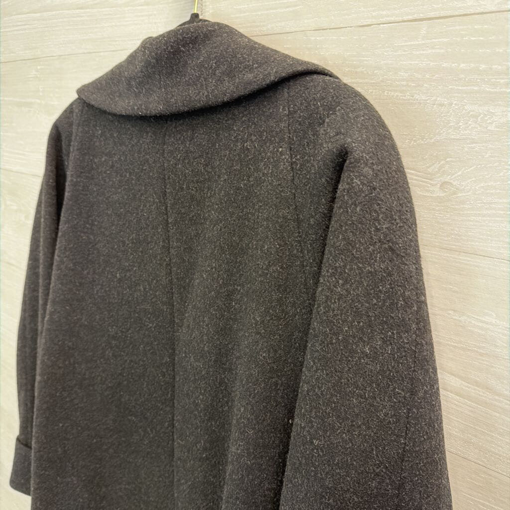 Liz Baker Grey 100% Wool Long Jacket 8 Petite