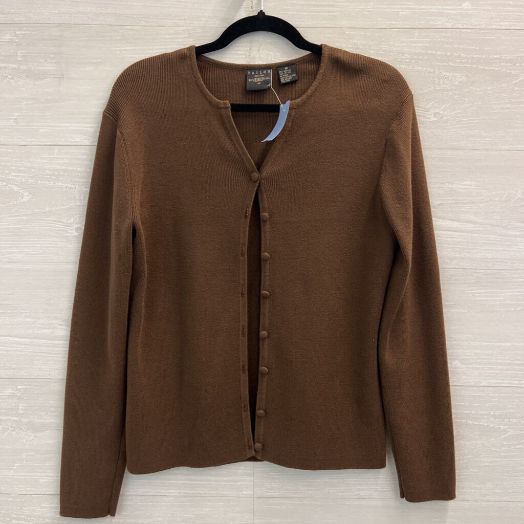 B Moss Brown Button Front Cardigan Sweater Medium