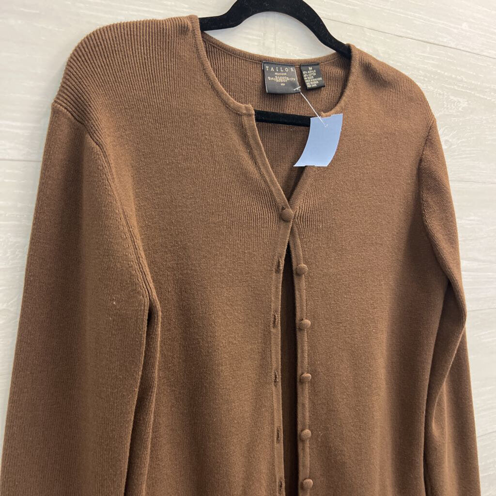 B Moss Brown Button Front Cardigan Sweater Medium