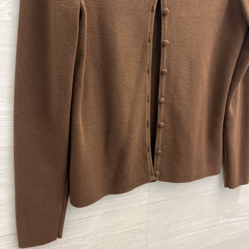 B Moss Brown Button Front Cardigan Sweater Medium