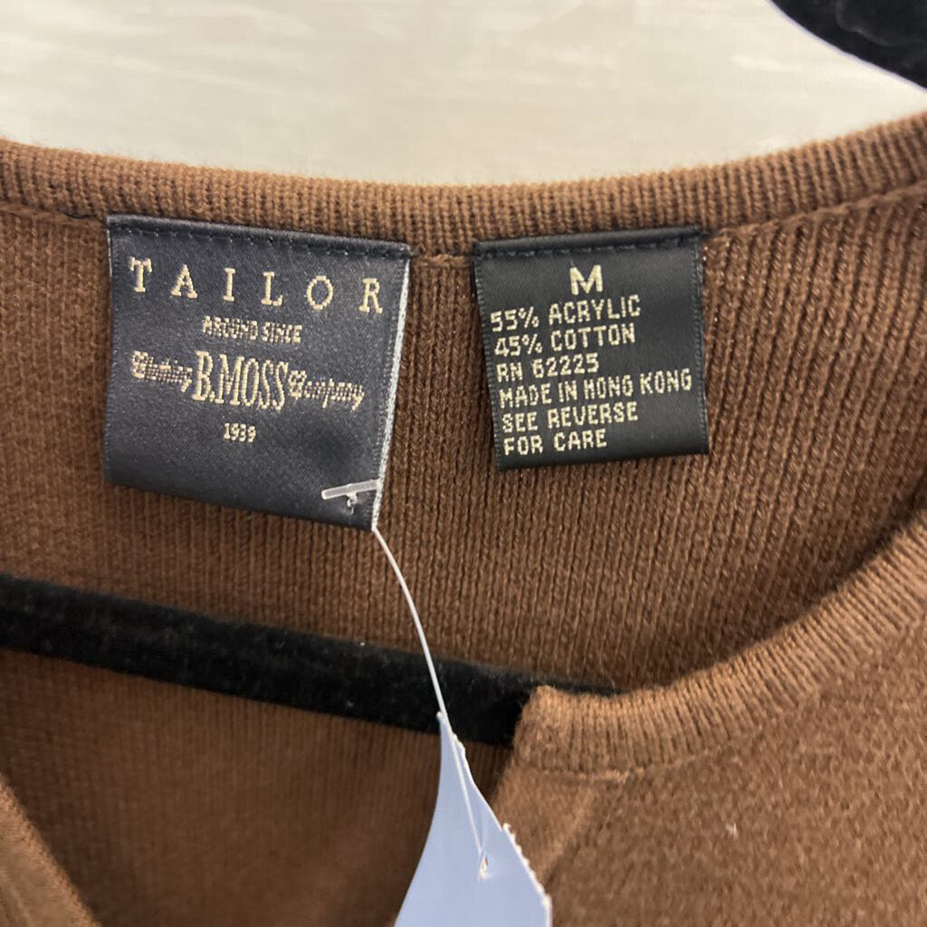 B Moss Brown Button Front Cardigan Sweater Medium