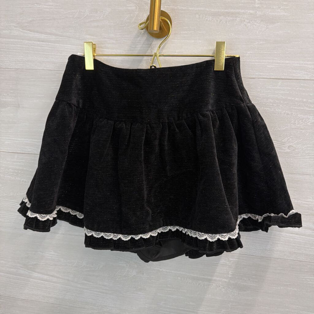 Cider Black Velvet Shimmer Mini Skirt With Shorts Small