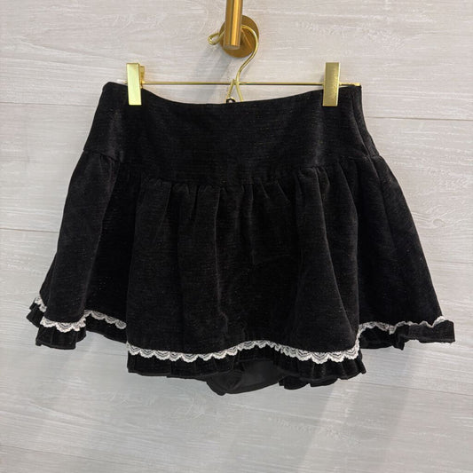 Cider Black Velvet Shimmer Mini Skirt With Shorts Small