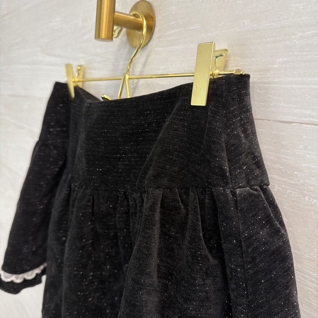 Cider Black Velvet Shimmer Mini Skirt With Shorts Small