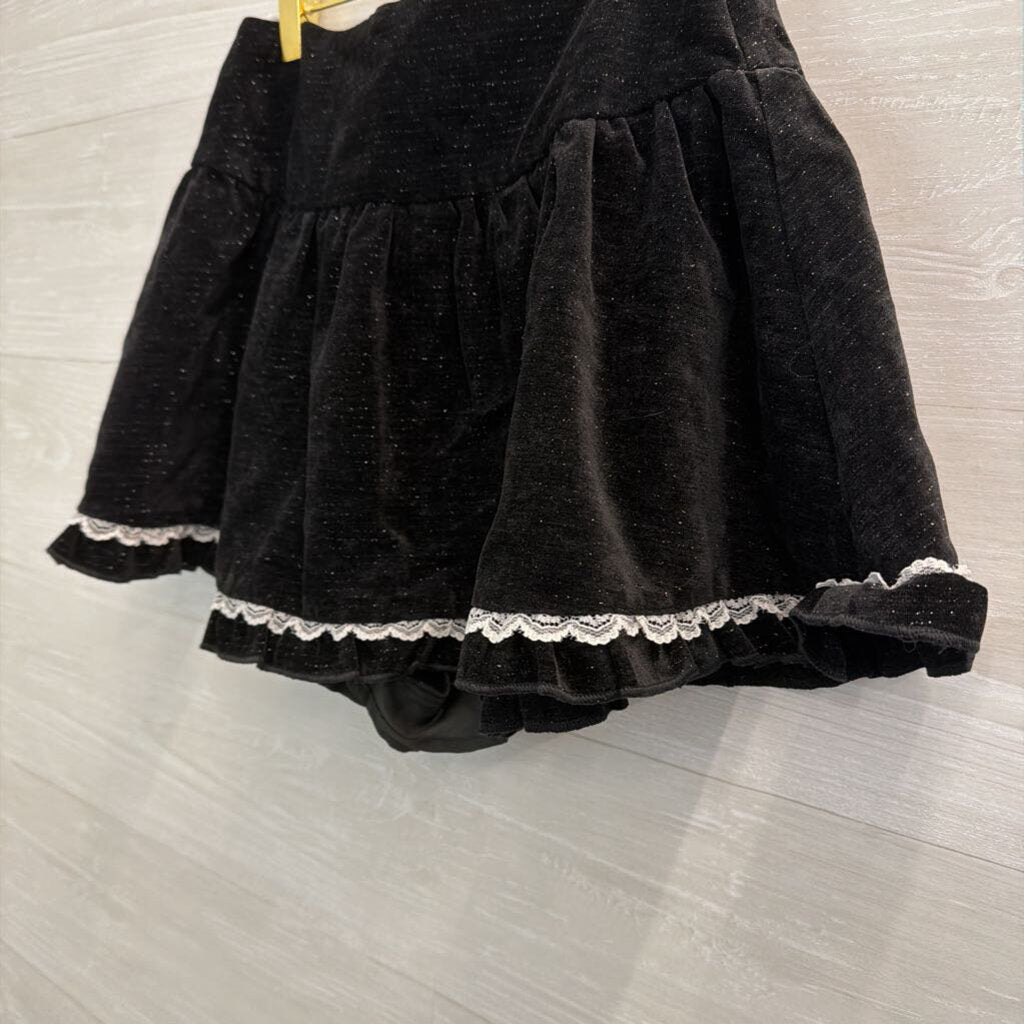 Cider Black Velvet Shimmer Mini Skirt With Shorts Small