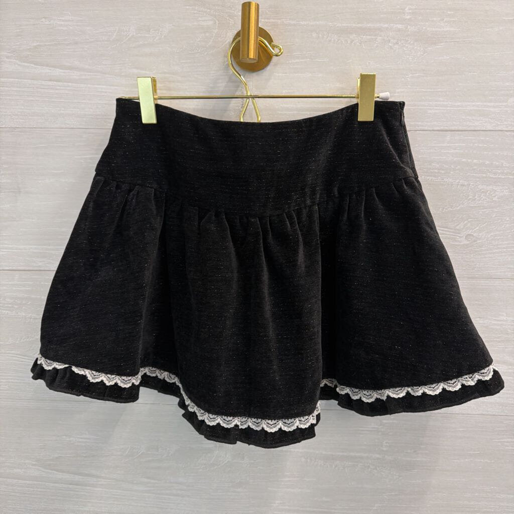 Cider Black Velvet Shimmer Mini Skirt With Shorts Small