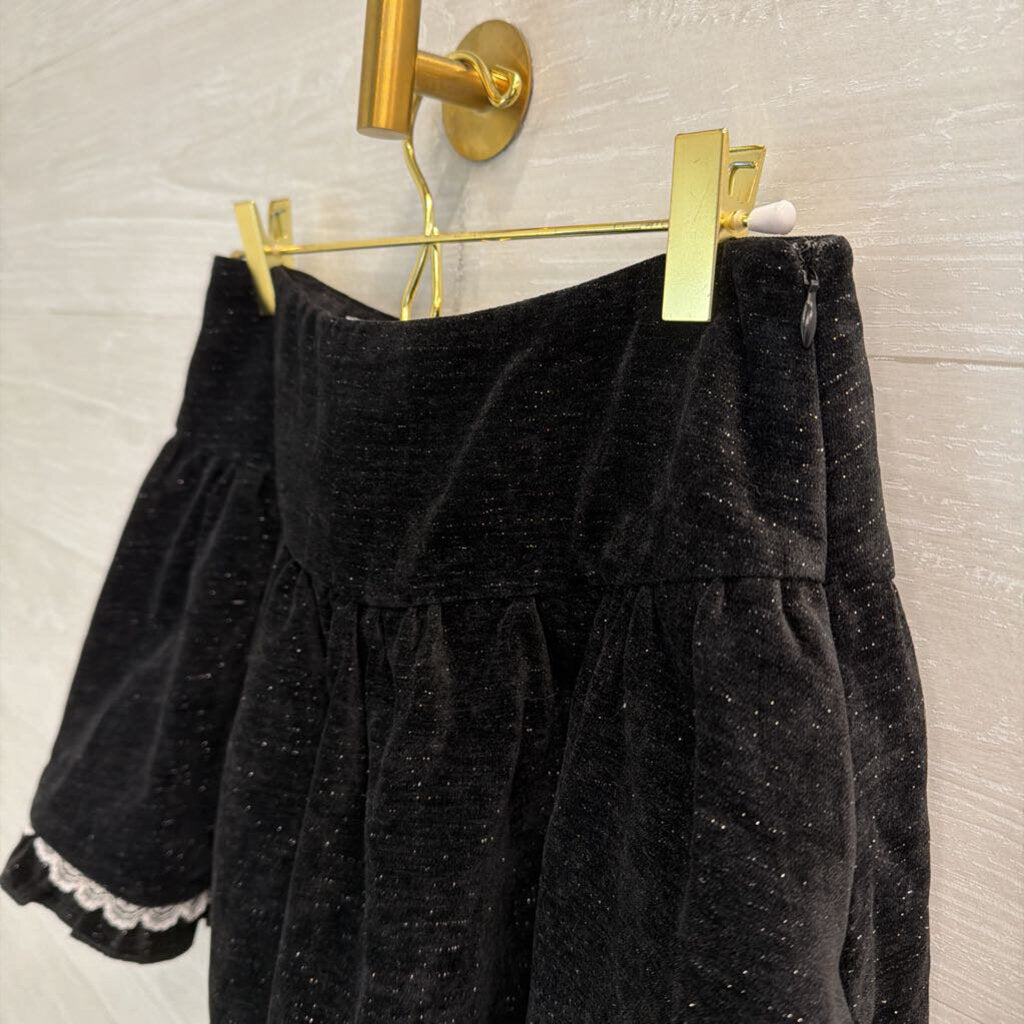 Cider Black Velvet Shimmer Mini Skirt With Shorts Small