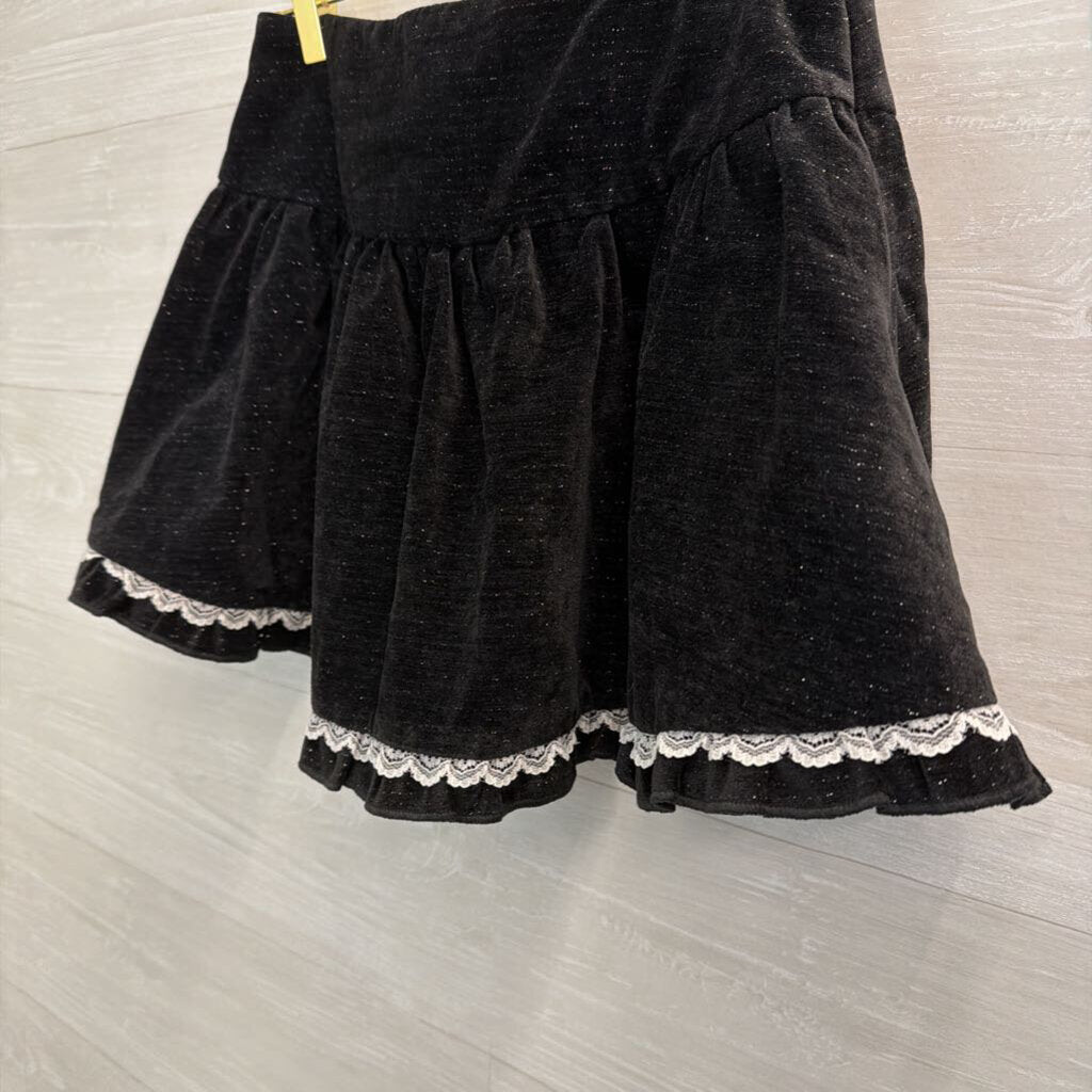 Cider Black Velvet Shimmer Mini Skirt With Shorts Small