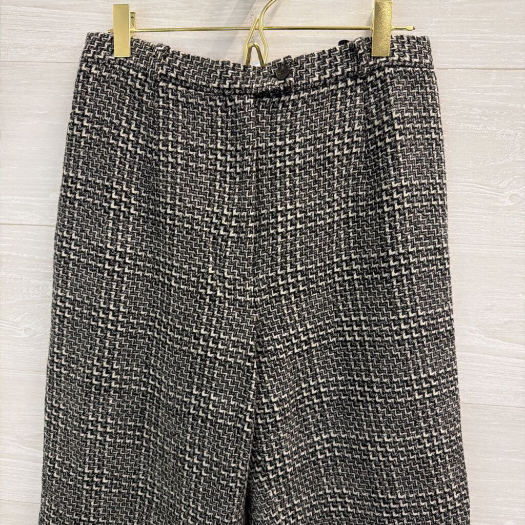 Talbots Black/ White Tweed Straight Leg Pants 10 Petite