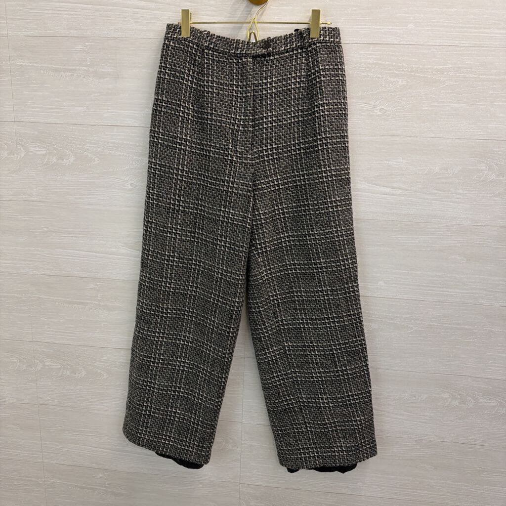 Talbots Black/ White Tweed Straight Leg Pants 10 Petite