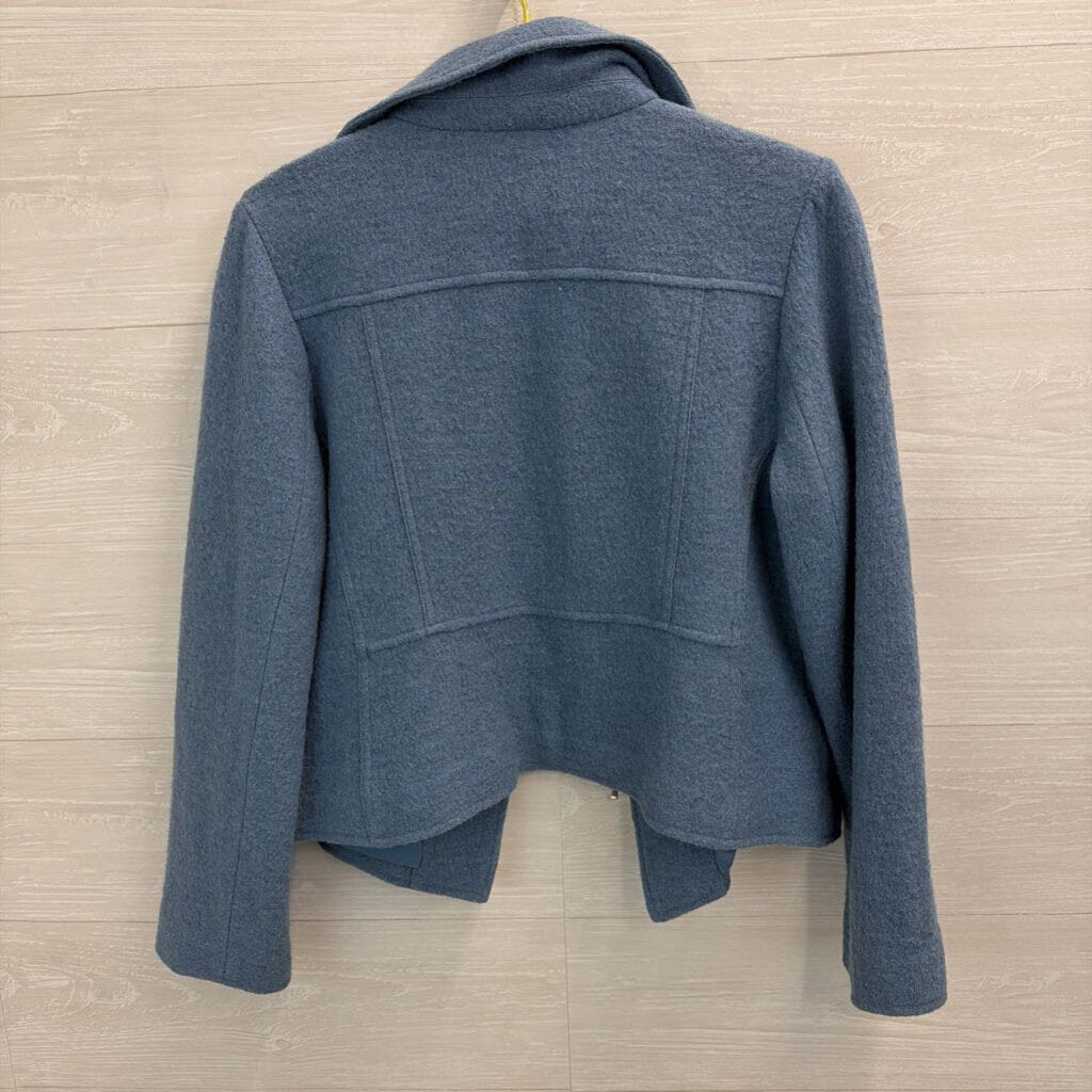 Chicos Blue Fleece Moto Jacket 2