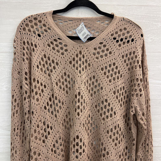Brown Open Knit Long Sleeve Top Large