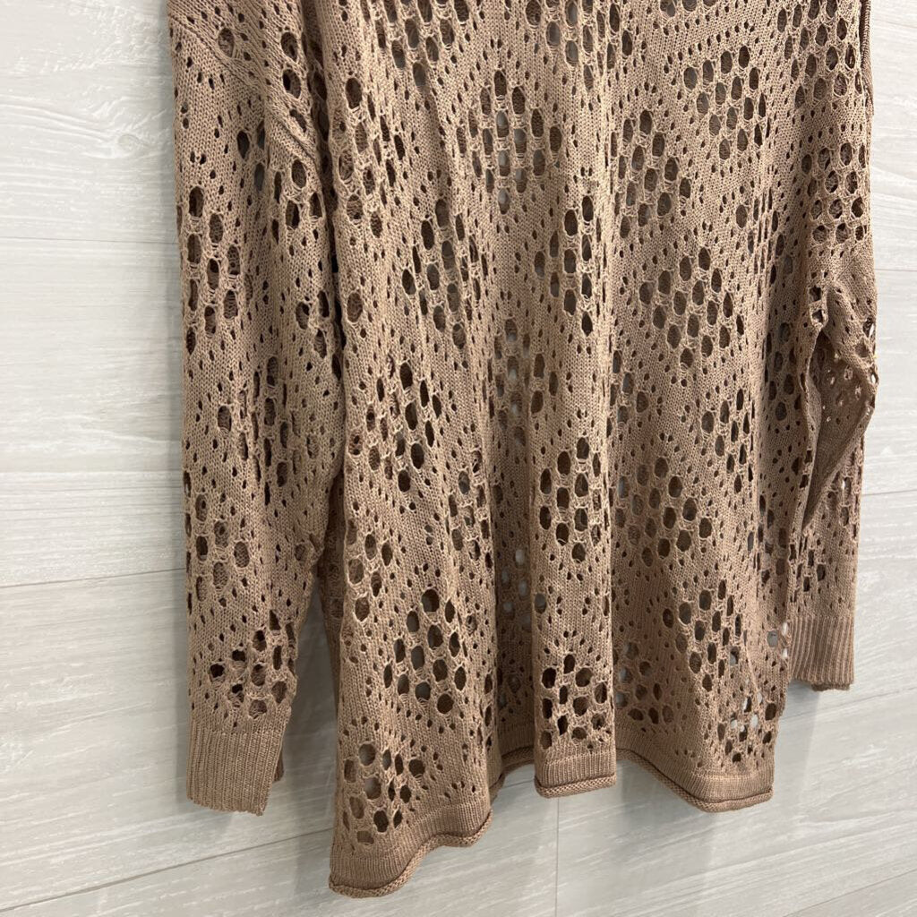 Brown Open Knit Long Sleeve Top Large