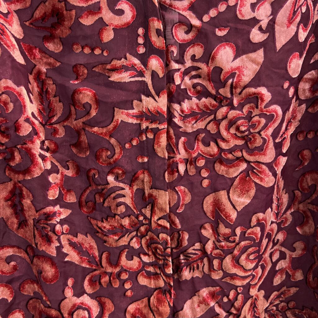 Chicos Burgundy Velvet Print Long Sleeve Top 12