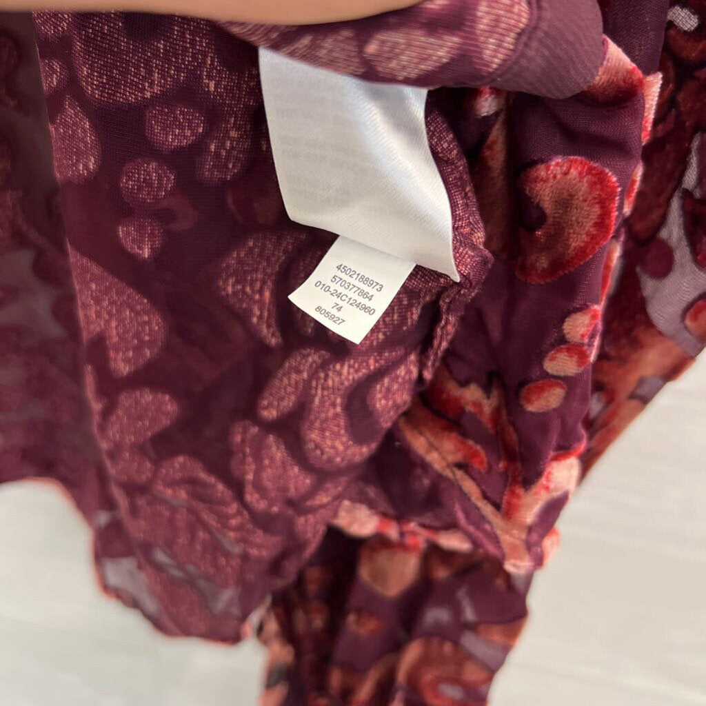 Chicos Burgundy Velvet Print Long Sleeve Top 12