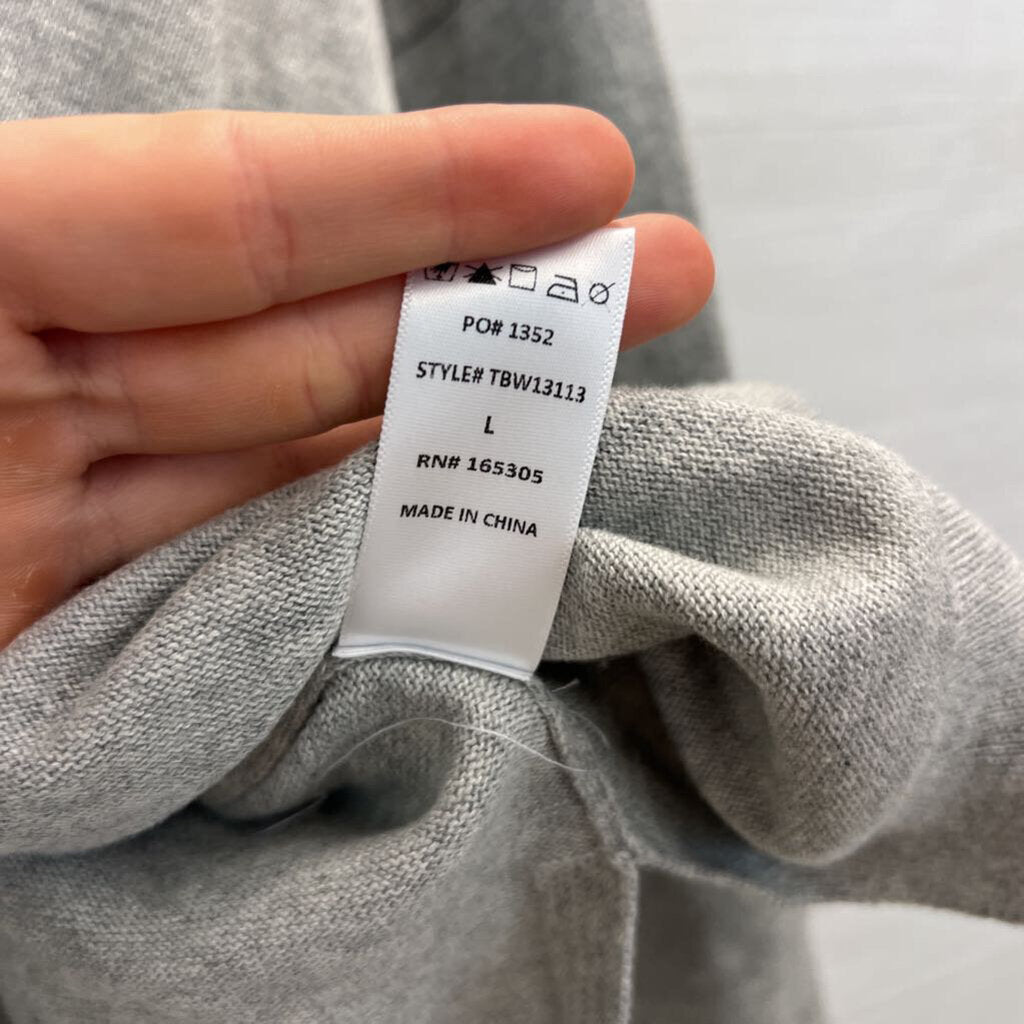 Things Between Grey Knit Long Sleeve Top With Collar Large