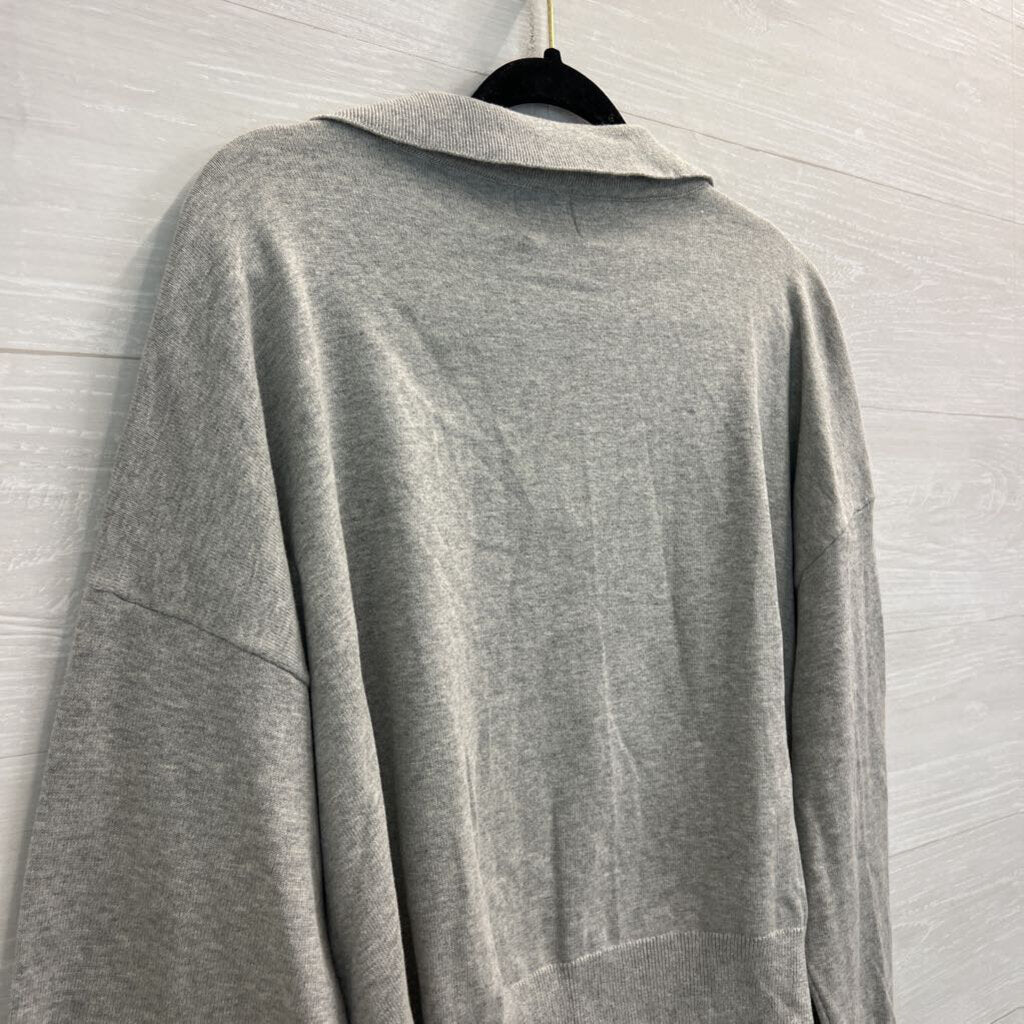 Things Between Grey Knit Long Sleeve Top With Collar Large