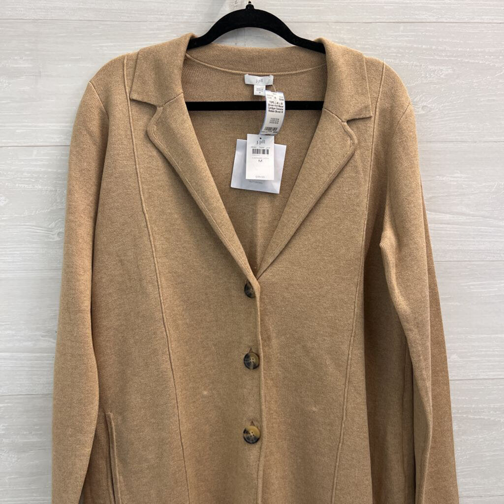 J Jill Brown Knit Blazer Cardigan Sweater Medium